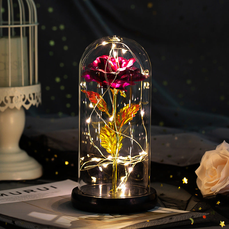 Enchanted Forever Rose Flower in Glass LED Light