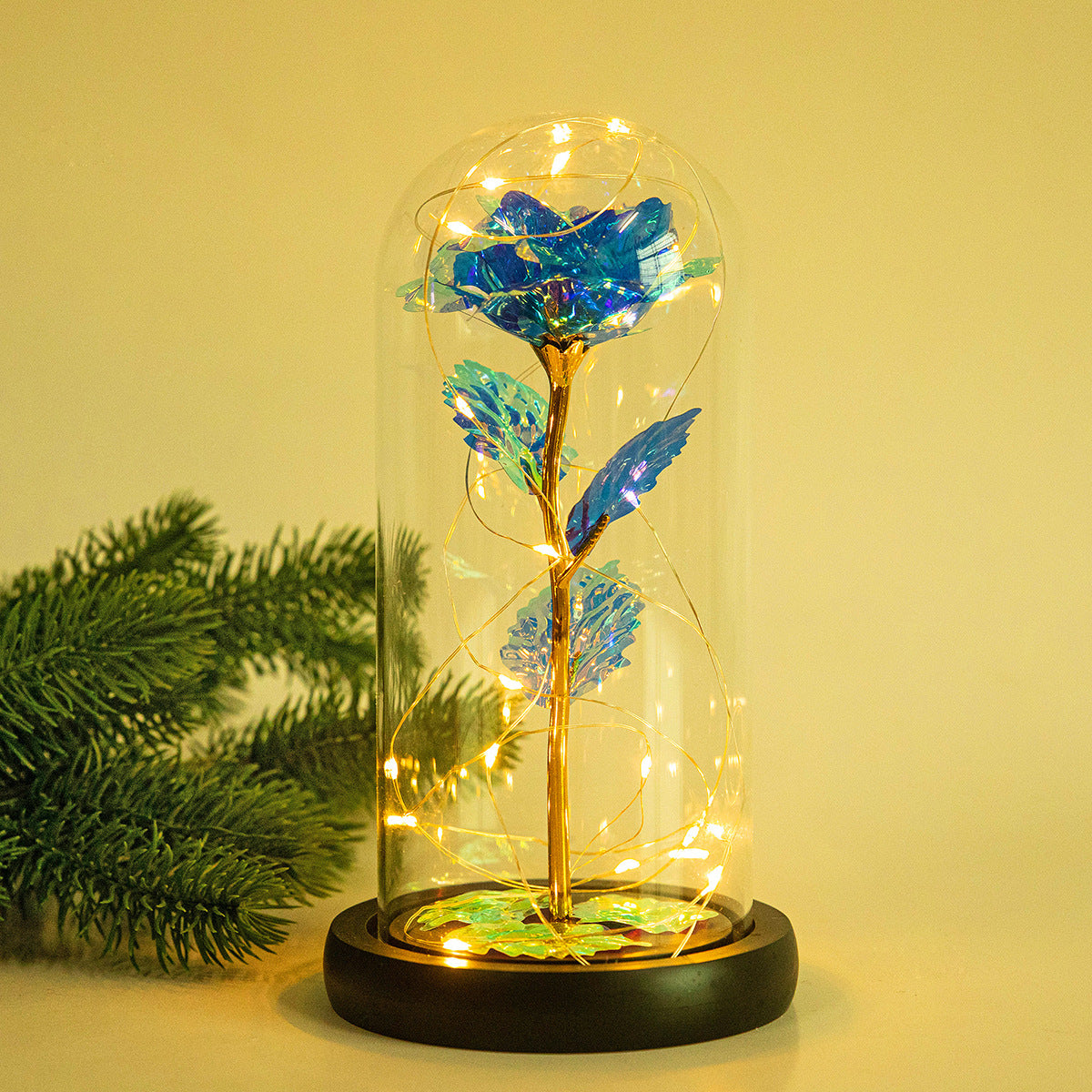 Enchanted Forever Rose Flower in Glass LED Light