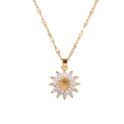 Sun Flower Titanium Steel Clavicle Chain