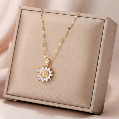 Sun Flower Titanium Steel Clavicle Chain