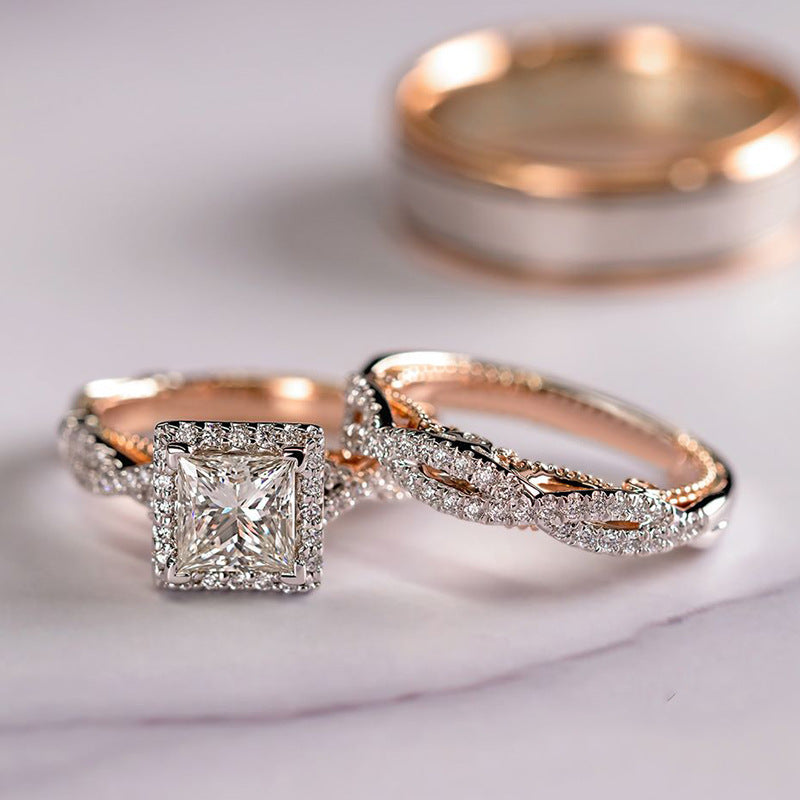 Rose Gold Sparkling Zircon Ring