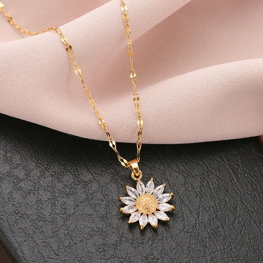 Sun Flower Titanium Steel Clavicle Chain